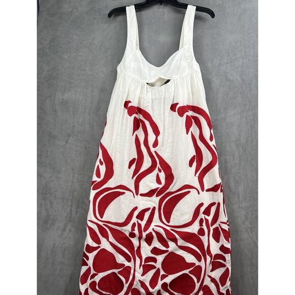 Anthropologie Front Cutout Maxi Dress Size XSmall White Red Sleeveless - Picture 4 of 12